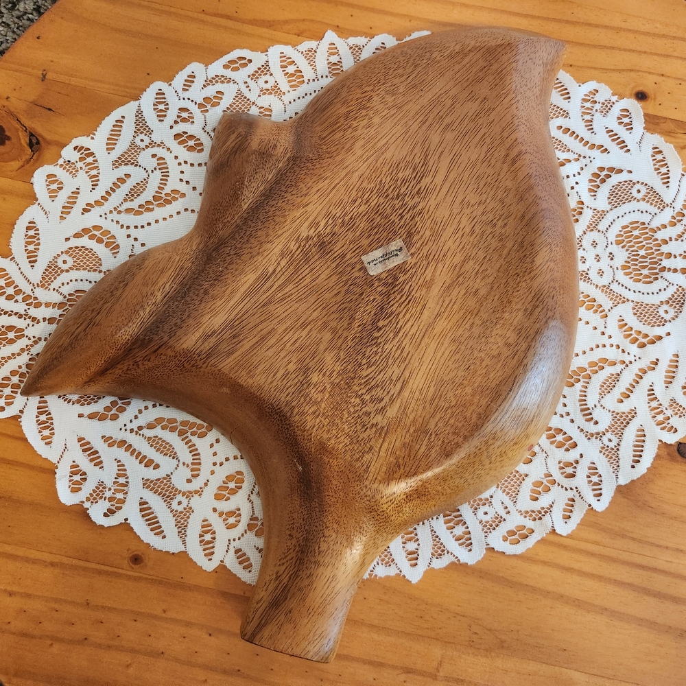 Vintage Monkey Pod Wood Leaf-Shaped Serving Tray - Picture 3 of 12